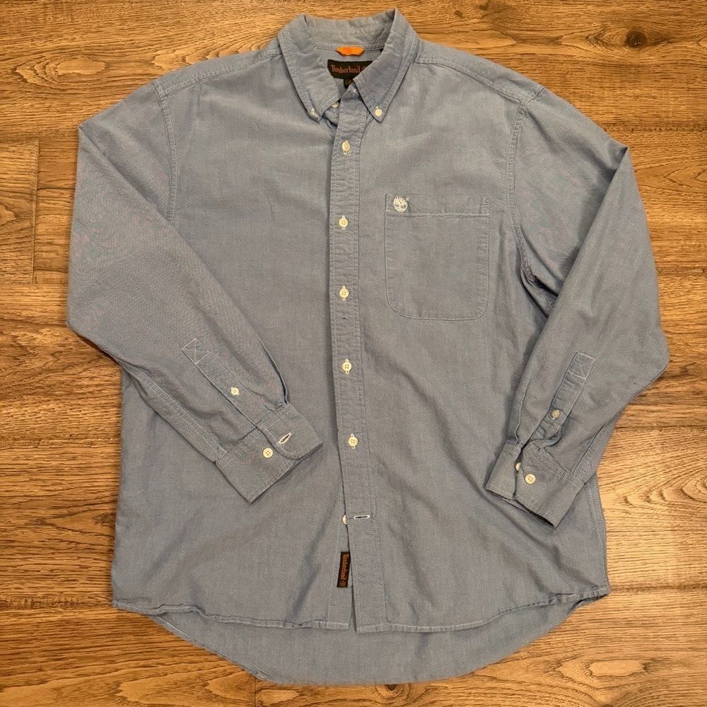 TIMBERLAND Mens Chambray Button Down Shirt Large EUC